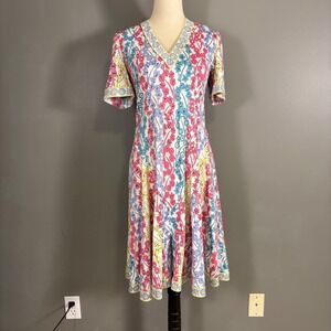 Vintage Averado‎ Bessi Floral Midi Dress S 4? Fit & Flare Italy Rockabilly Mod